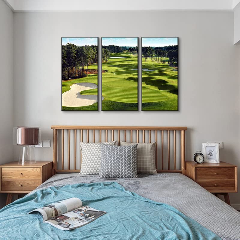 風景画　マスターズ　絵画　アート　額縁付　ゴルフ　自然　緑　グリーン　美術品 Amazon.co.jp: ネイチャーキャンバスウォールアートオーガスタ